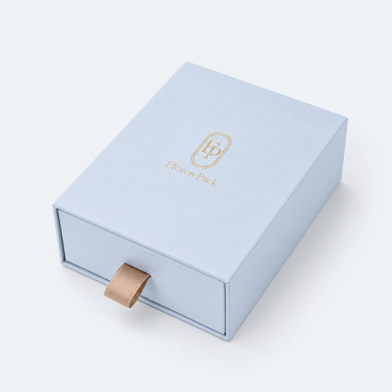 Sky Blue Drawer Luxury Cardboard Jewelry Box - closed product view - JB-BM-01-P63