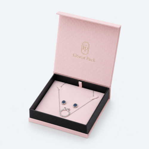 Pink Paper Magnetic Closure Flip-Top Jewelry Box - open product view - JB-BM-01-P64