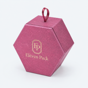 Pink Lid and Base Trapezoid Cardboard Jewelry Box for Necklaces and Earrings - closed product view - JB-BM-01-P66