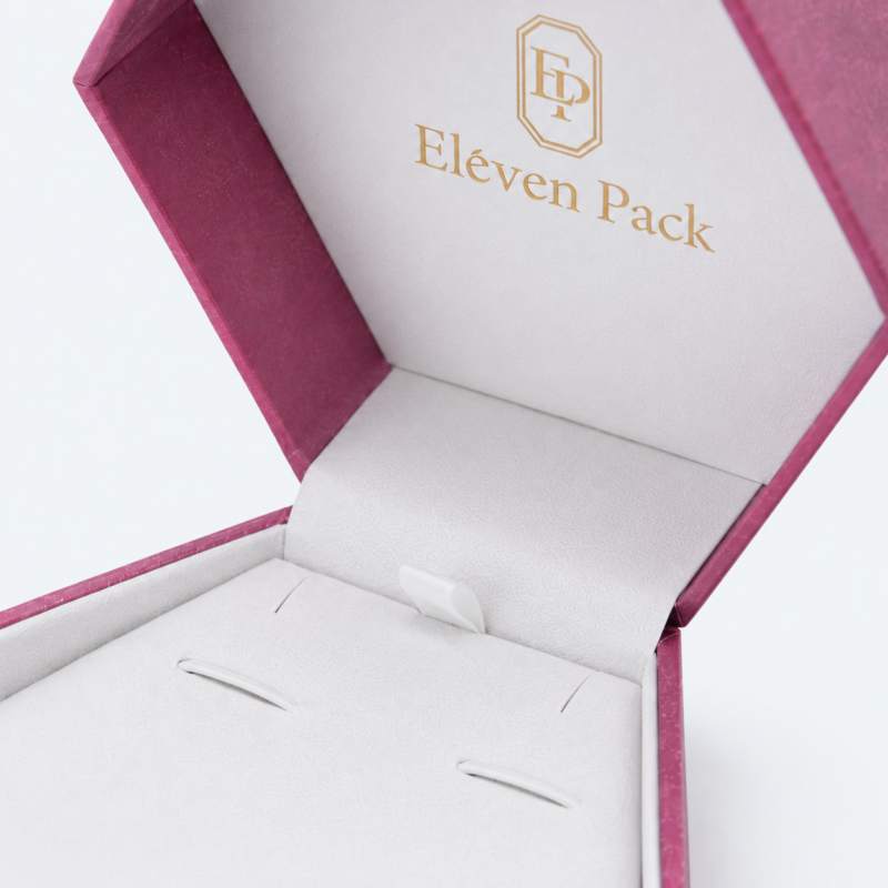 Pink Lid and Base Trapezoid Cardboard Jewelry Box for Necklaces and Earrings - material or structure detail - JB-BM-01-P66