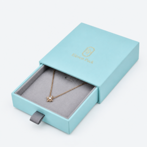 Tiffany Blue Gray Luxury Cardboard Jewelry Box - open product view - JB-BM-01-P70