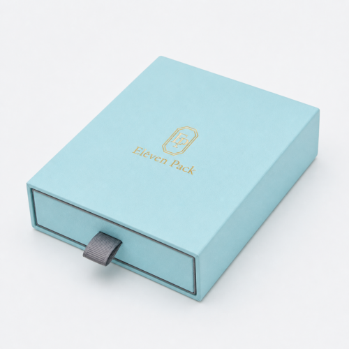 Tiffany Blue Gray Luxury Cardboard Jewelry Box - closed product view - JB-BM-01-P70