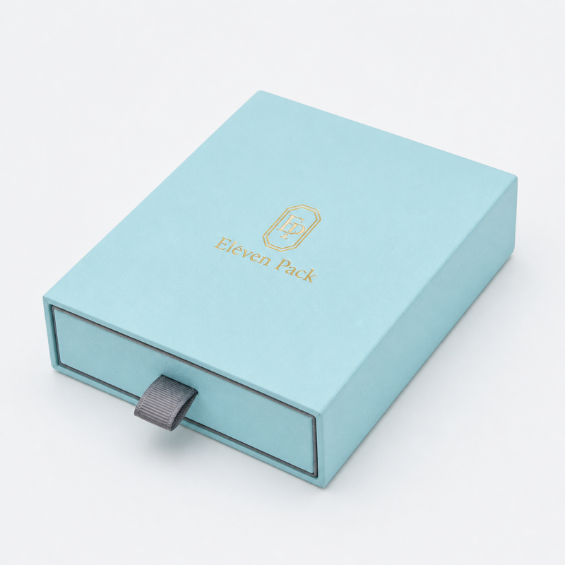 Tiffany Blue Gray Luxury Cardboard Jewelry Box - closed product view - JB-BM-01-P70