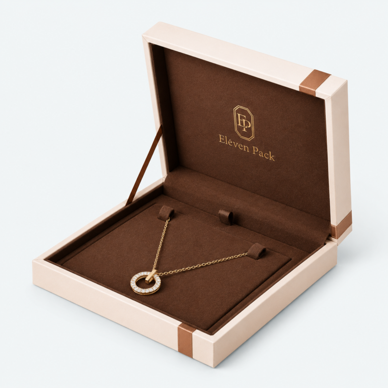 Brown Paper Lid and Base Ribbon Bow Jewelry Box - open product view - JB-BM-01-P71 Brown Paper Lid and Base Ribbon Bow Jewelry Box - open product view - JB-BM-01-P71