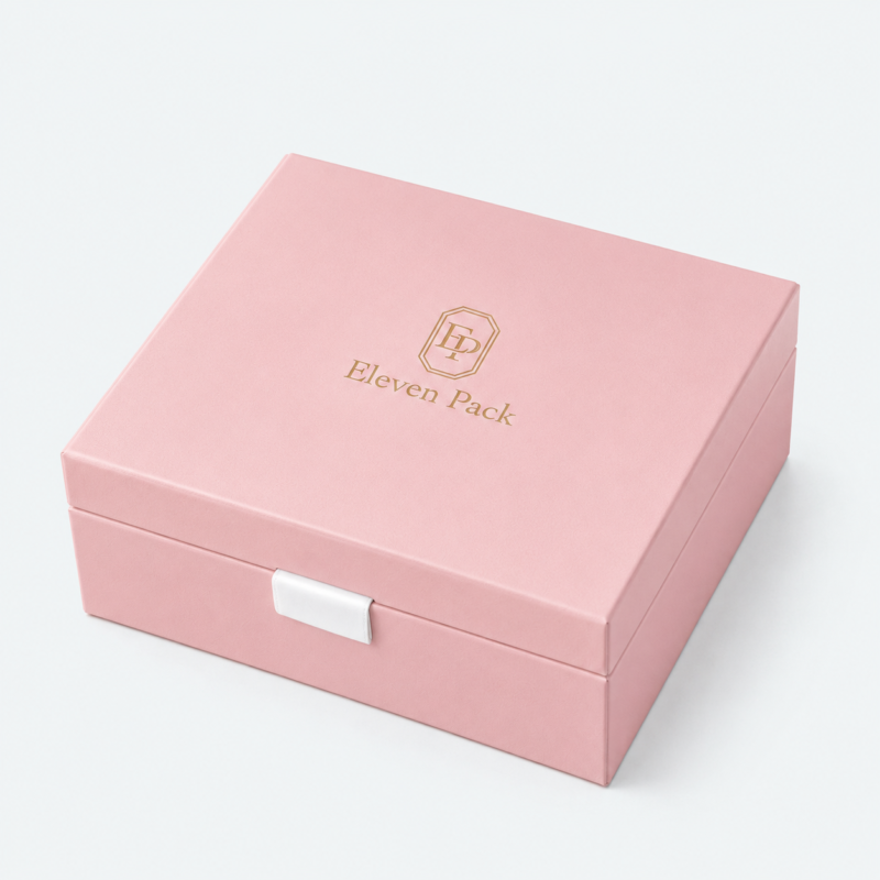 Pink Lid and Base Ribbon Bow Luxury Cardboard Jewelry Box - closed product view - JB-BM-01-P73 Pink Lid and Base Ribbon Bow Luxury Cardboard Jewelry Box - closed product view - JB-BM-01-P73