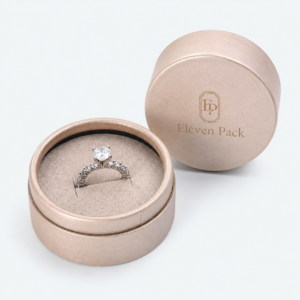 Champagne Pearlescent Paper Lid and Base Round Lid Luxury Jewelry Box - open product view - JB-BM-01-P74 Champagne Pearlescent Paper Lid and Base Round Lid Luxury Jewelry Box - open product view - JB-BM-01-P74