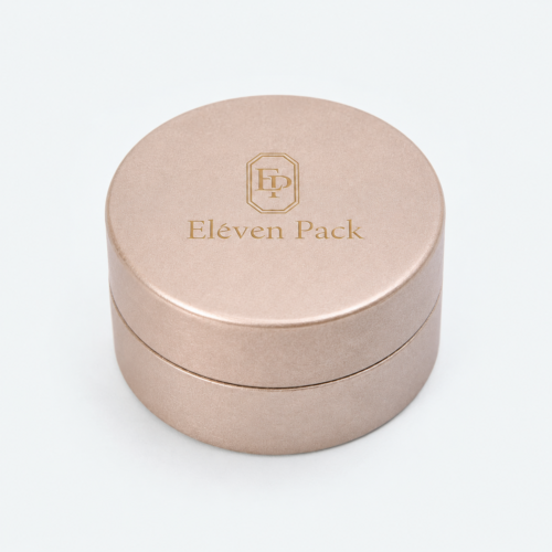 Champagne Pearlescent Paper Lid and Base Round Lid Luxury Jewelry Box - closed product view - JB-BM-01-P74