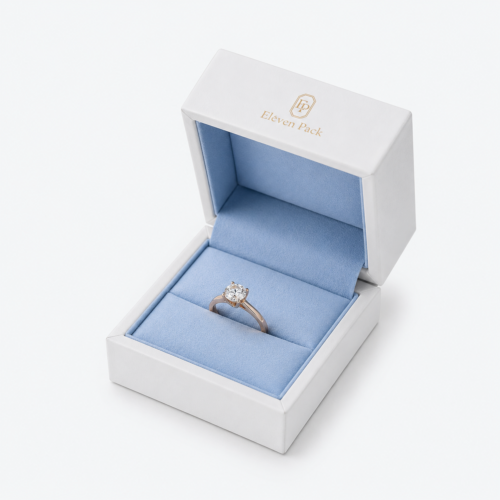White and Blue Lid and Base Minimalist Cardboard Jewelry Box - open product view - JB-BM-01-P75 White and Blue Lid and Base Minimalist Cardboard Jewelry Box - open product view - JB-BM-01-P75