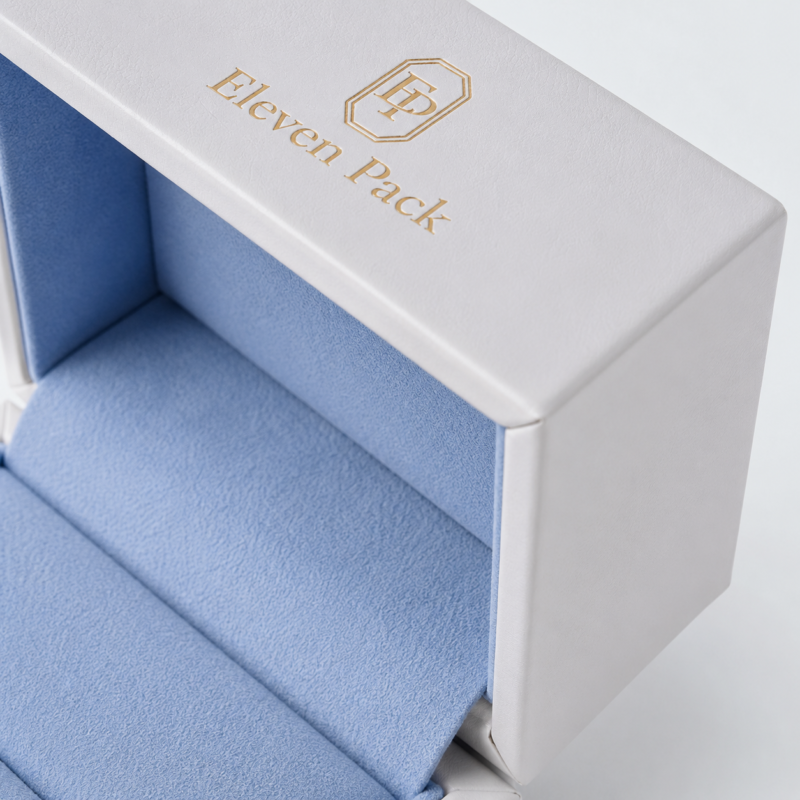White and Blue Lid and Base Minimalist Cardboard Jewelry Box - material or structure detail - JB-BM-01-P75