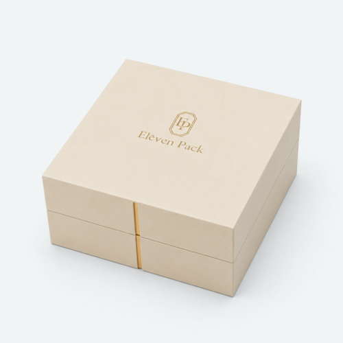 Yellow Art Paper Lid and Base Double-Layer Luxury Jewelry Box - closed product view - JB-BM-01-P77