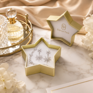 Lid and Base Star Pattern Iridescent Cardboard Earring Box - material or structure detail - JB-BM-01-P79