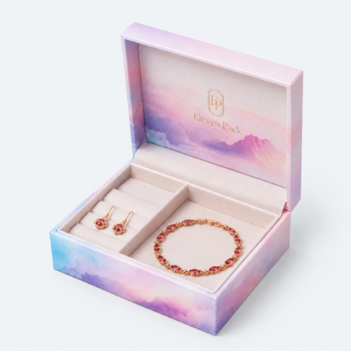 Colorful Lid and Base Iridescent Cardboard Jewelry Box - open product view - JB-BM-01-P80 Colorful Lid and Base Iridescent Cardboard Jewelry Box - open product view - JB-BM-01-P80