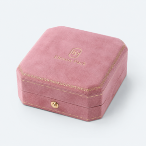 Custom Pink Hinged Lined Necklace Box - closed product view - JB-BM-02-P2
