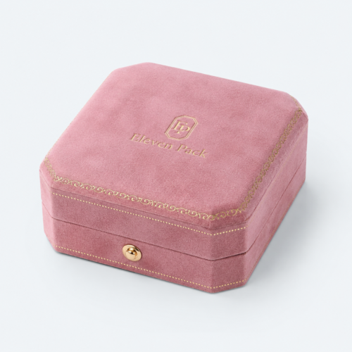 Custom Pink Hinged Lined Necklace Box - closed product view - JB-BM-02-P2