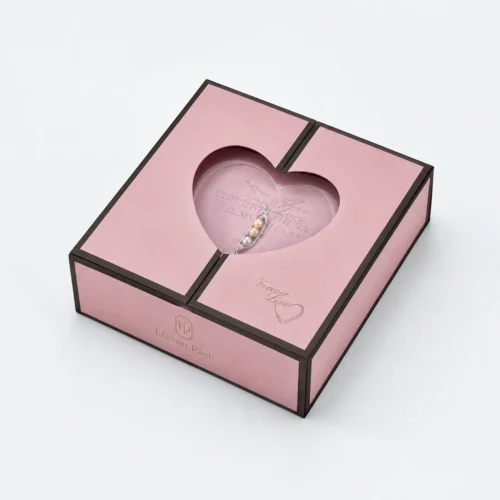 Custom Pink Wedding Paper Gift Box closed view