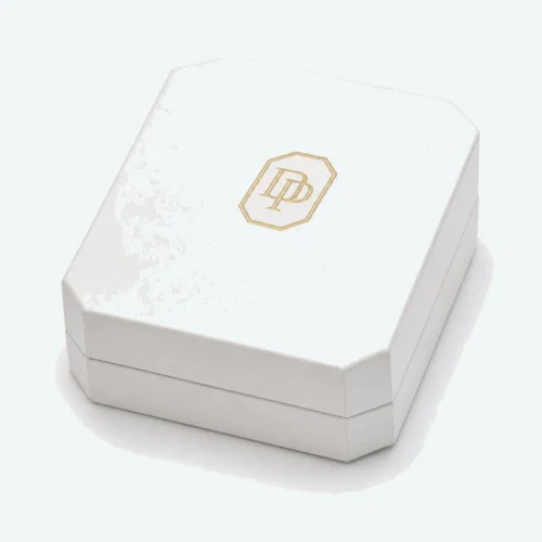 Custom White Art Paper Flip Top Necklace Box closed view