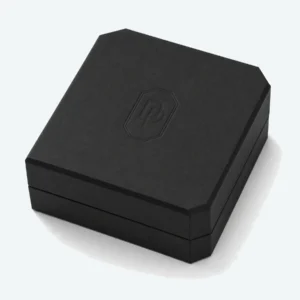 Custom Black Flip Top Jewelry Box with Magnetic Closure closed view