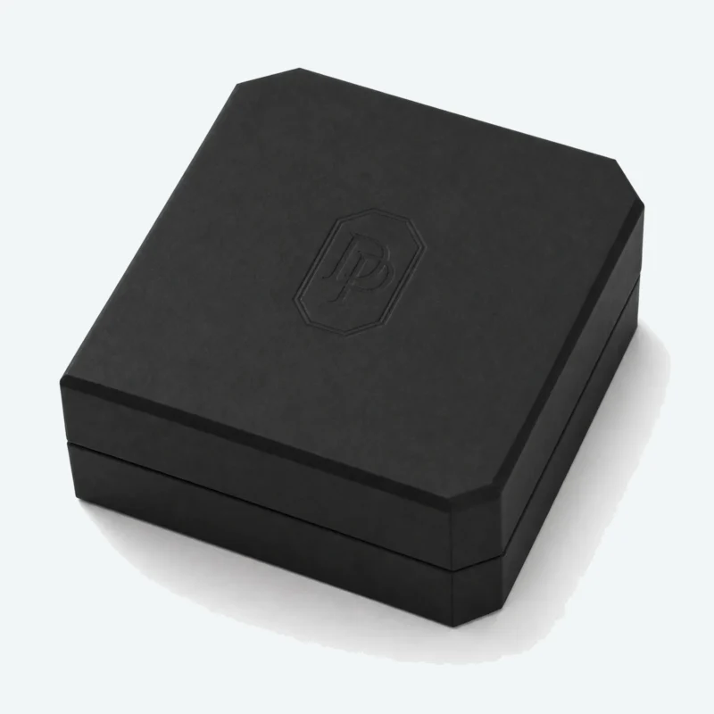 Custom Black Flip Top Jewelry Box with Magnetic Closure closed view
