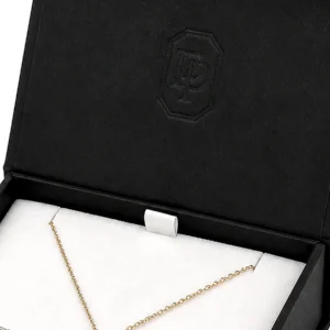 Custom Black Flip Top Jewelry Box with Magnetic Closure logo and closure detail