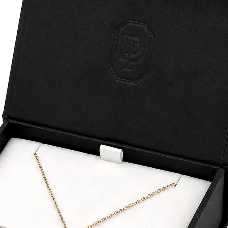 Custom Black Flip Top Jewelry Box with Magnetic Closure logo and closure detail