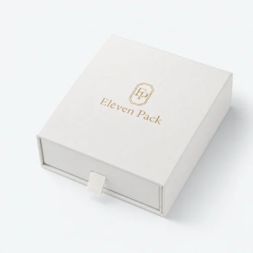 Custom White Cardboard Drawer Jewelry Box closed view