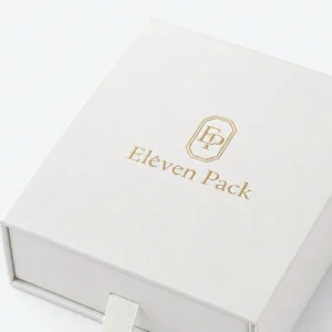 Custom White Cardboard Drawer Jewelry Box logo and closure detail