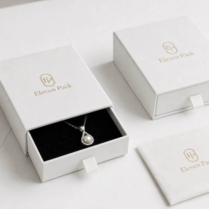 Custom White Cardboard Drawer Jewelry Box custom packaging system scene