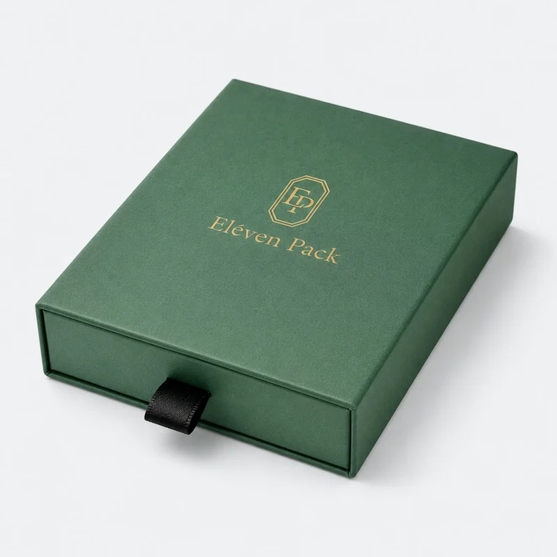 Custom Green Paper Drawer Bracelet Box closed view
