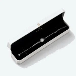 Custom White Art Paper Flip Top Bracelet Box open view with matching jewelry