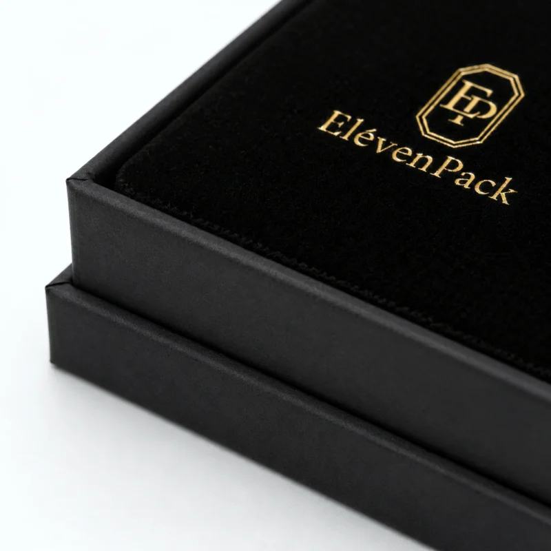 Custom Premium Black Cardboard Lid and Base Jewelry Box material and insert detail Custom Premium Black Cardboard Lid and Base Jewelry Box material and insert detail