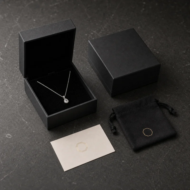Custom Premium Black Cardboard Lid and Base Jewelry Box custom packaging system scene Custom Premium Black Cardboard Lid and Base Jewelry Box custom packaging system scene