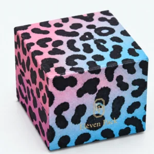 Custom Luxury Leopard Print Paper Earring Box logo and closure detail