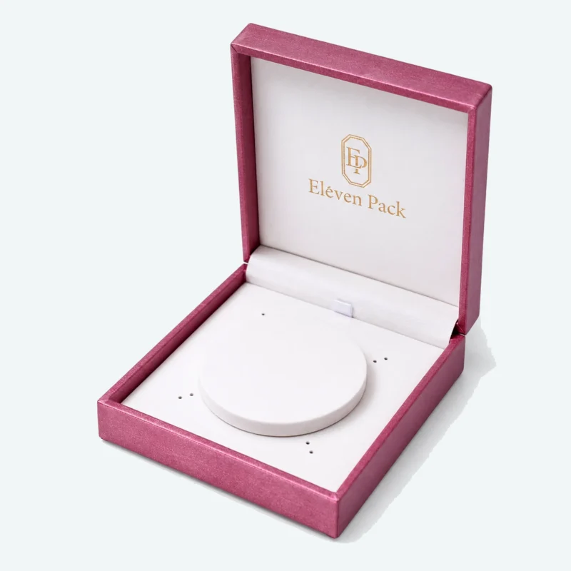 Custom Pink Purple Textured Art Paper Bangle Box open view with matching jewelry