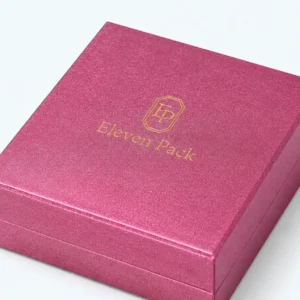 Custom Pink Purple Textured Art Paper Bangle Box logo and closure detail