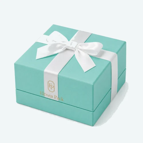 Custom Luxury Tiffany Blue Hinged Cardboard Jewelry Box closed view