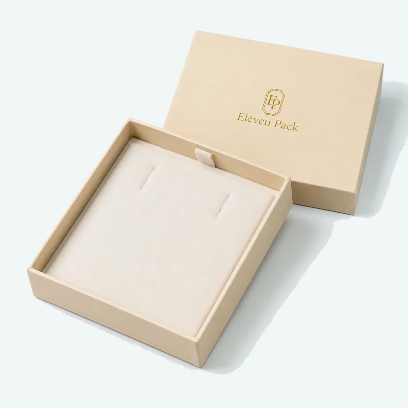 Custom Yellow Cardboard Foam Insert Jewelry Box open view with matching jewelry