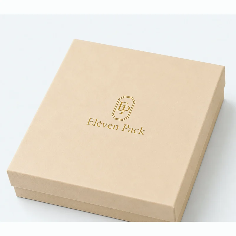 Custom Yellow Cardboard Foam Insert Jewelry Box logo and closure detail
