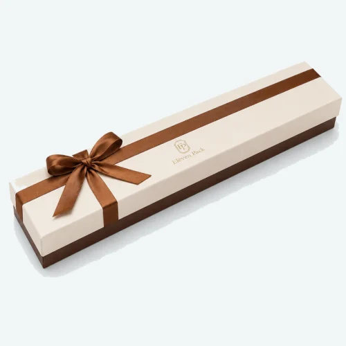 Custom Ivory Brown Lid and Base Jewelry Box closed view