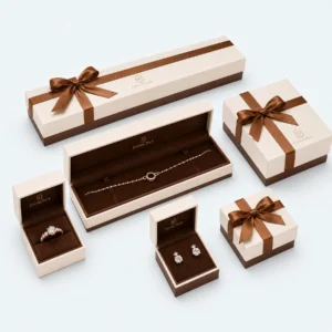 Custom Ivory Brown Lid and Base Jewelry Box custom packaging system scene