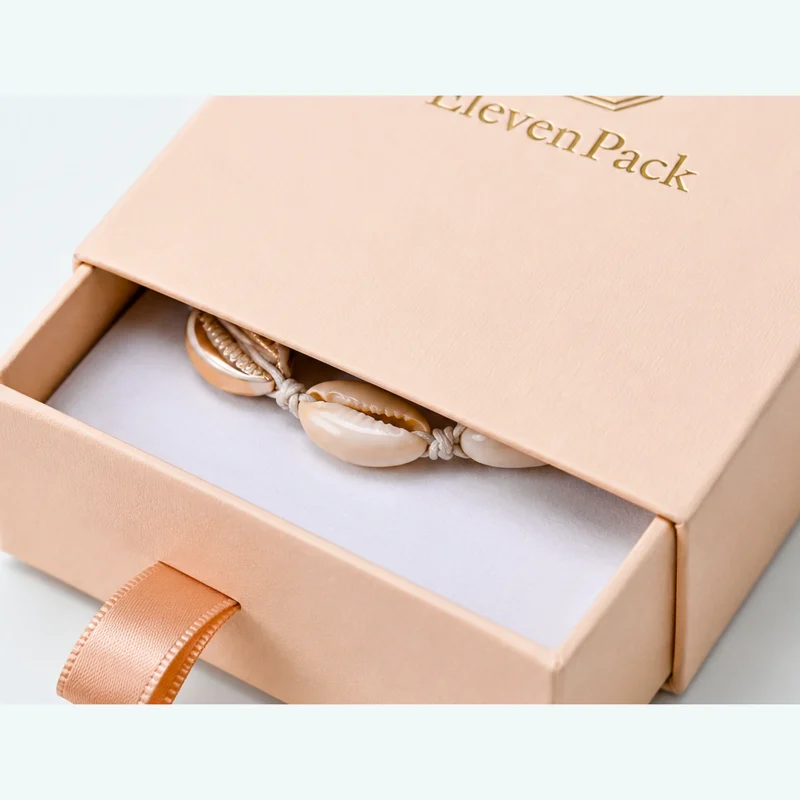 Custom Pink Paper Drawer Bracelet Box material and insert detail