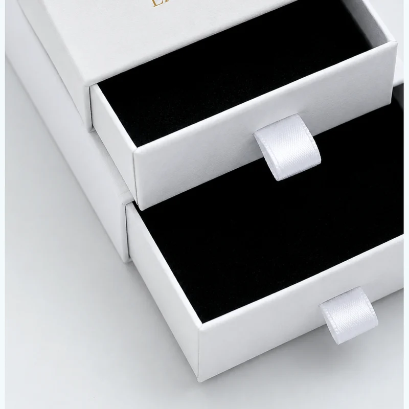 Custom Black and White Drawer Jewelry Box material and insert detail