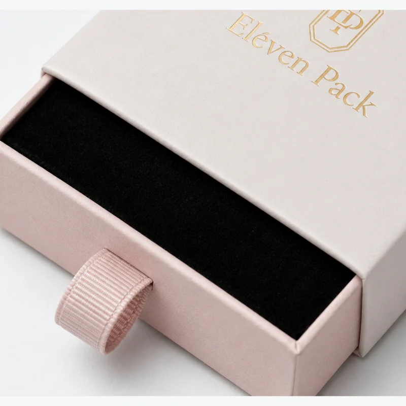 Custom Pink Drawer Cardboard Necklace Box material and insert detail Custom Pink Drawer Cardboard Necklace Box material and insert detail