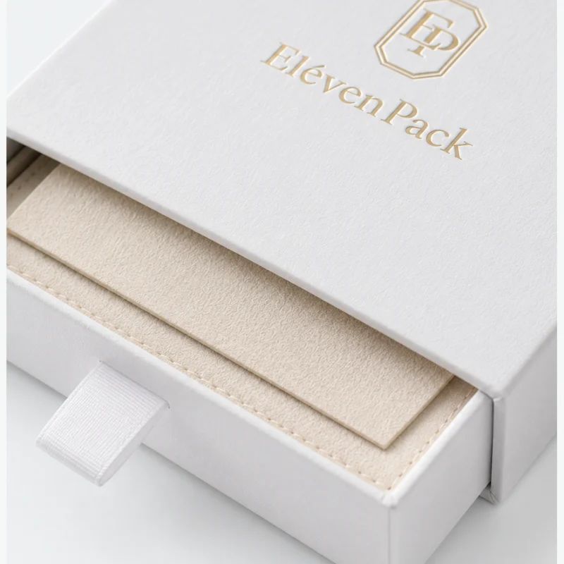 Custom White Drawer Cardboard Jewelry Box material and insert detail Custom White Drawer Cardboard Jewelry Box material and insert detail