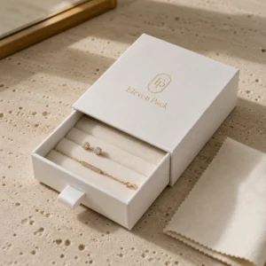 Custom White Drawer Cardboard Jewelry Box jewelry packaging usage scene Custom White Drawer Cardboard Jewelry Box jewelry packaging usage scene