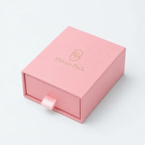 Custom Pink Cardboard Drawer Jewelry Organizer Box closed view