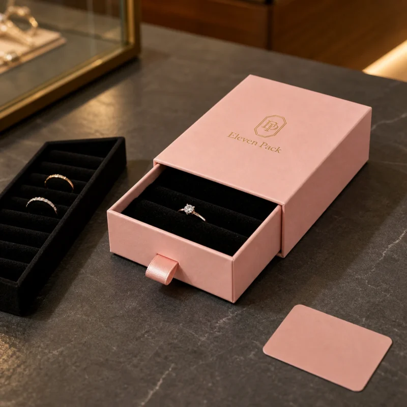Custom Pink Cardboard Drawer Jewelry Organizer Box jewelry packaging usage scene