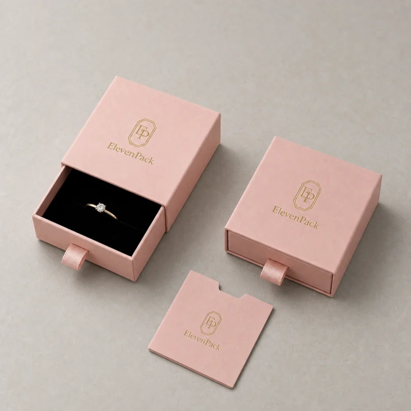 Custom Pink Cardboard Drawer Jewelry Organizer Box custom packaging system scene