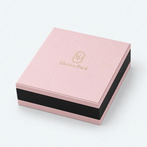 Custom Pink Paper Flip Top Jewelry Box with Magnetic Closure closed view