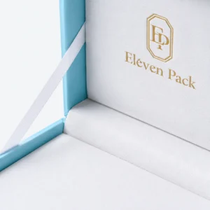 Custom Blue Hinged Cardboard Jewelry Box material and insert detail