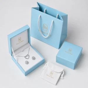 Custom Blue Hinged Cardboard Jewelry Box custom packaging system scene